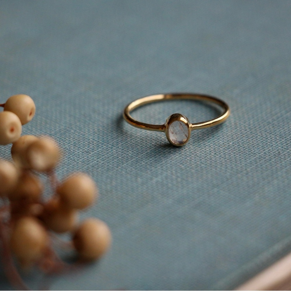 Leah Alexandra Petite Oval Moonstone Ring